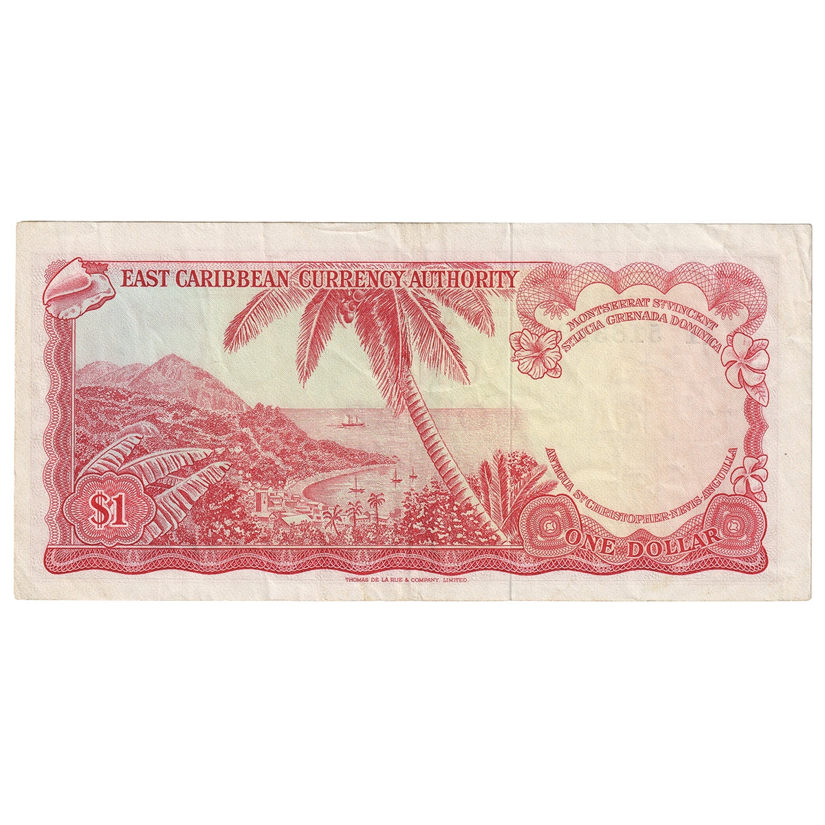 East Caribbean States 1965 1 Dollar Note, Pick #13h, Signature 10, VF