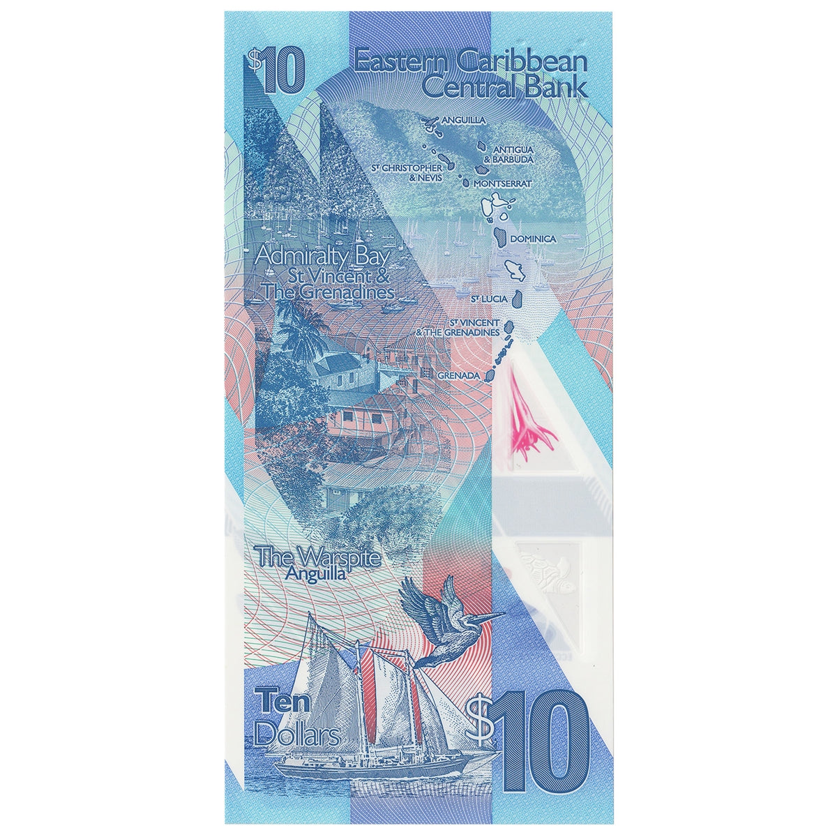 East Caribbean States 2019 10 Dollar Note, Pick #56, UNC
