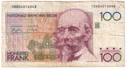 Belgium 1978-81 100 Francs Note, Pick #140a, F