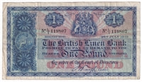 Scotland 1941 British Linen Bank 1 Pound Note, SC205a F