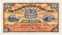 Scotland 1958 National Bank of Scotland 1 Pound Note, SC503e, VF-EF