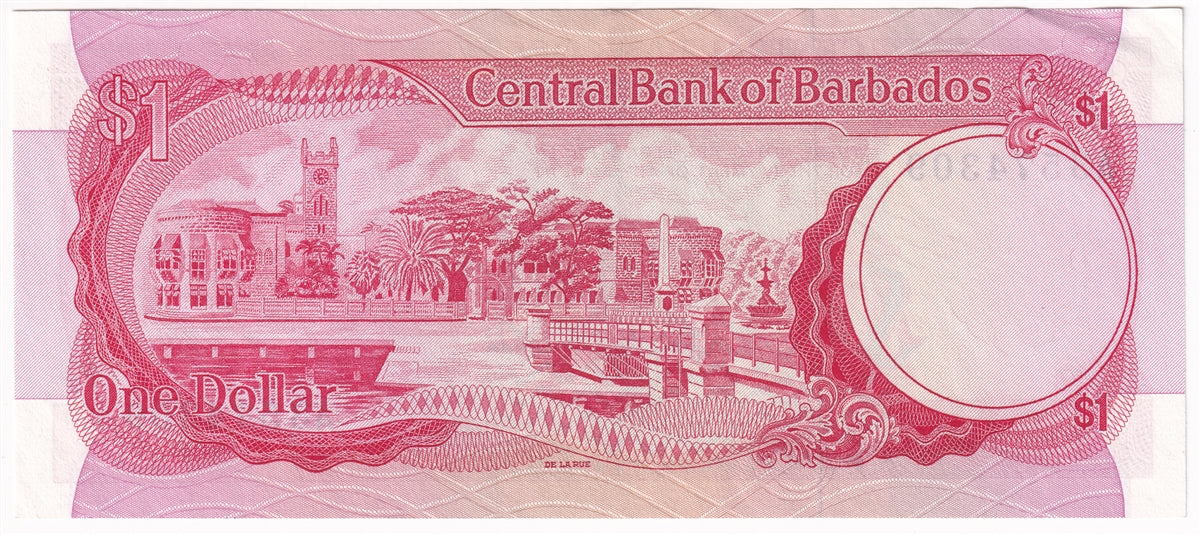 Barbados 1973 1 Dollar Note, Pick #29a, AU