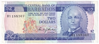 Barbados 1973 2 Dollar Note, Pick #30a, VF-EF