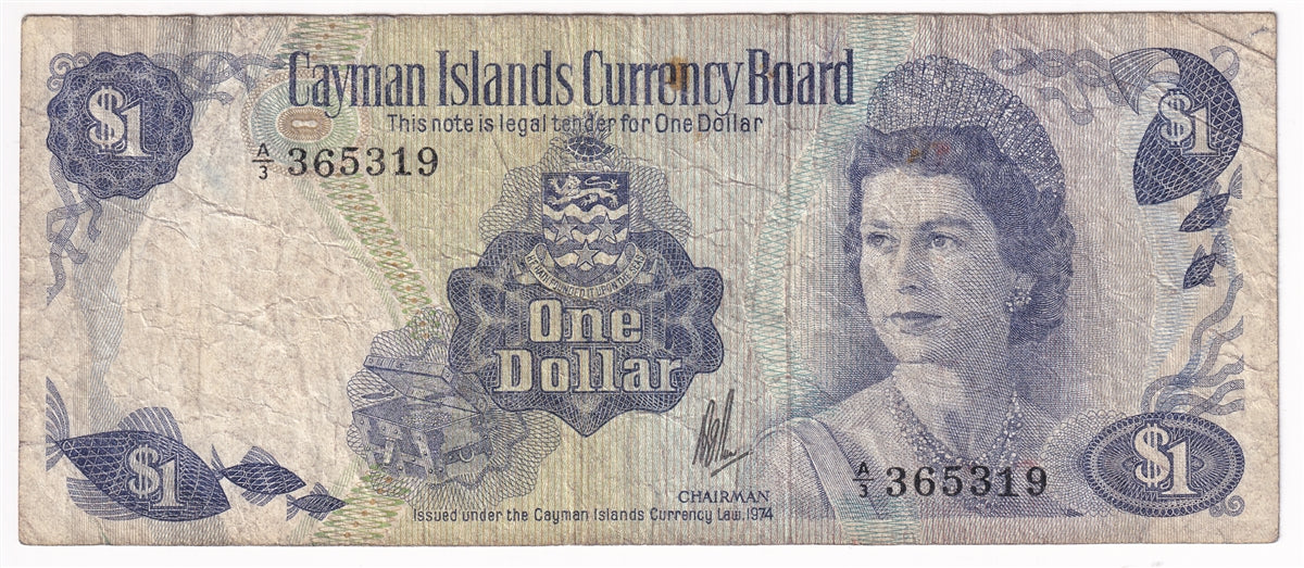 Cayman Islands 1985 1 Dollar Note, Pick #5b, F-VF