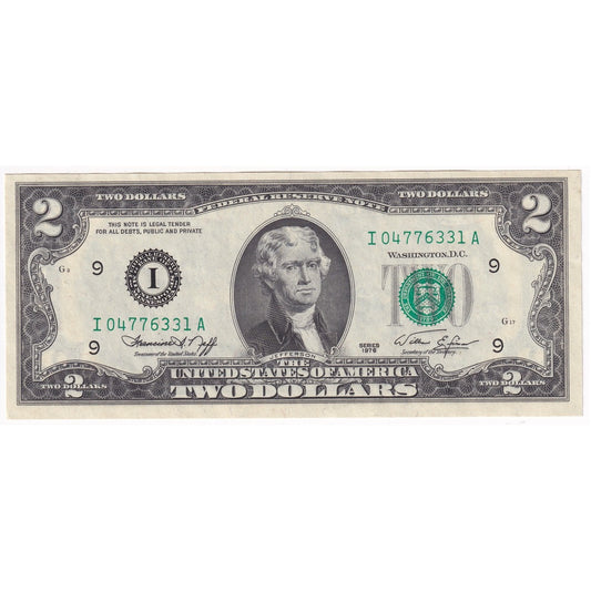 USA 1976 $2 Note, FR #1935I, Neff-Simon, Minneapolis, CUNC