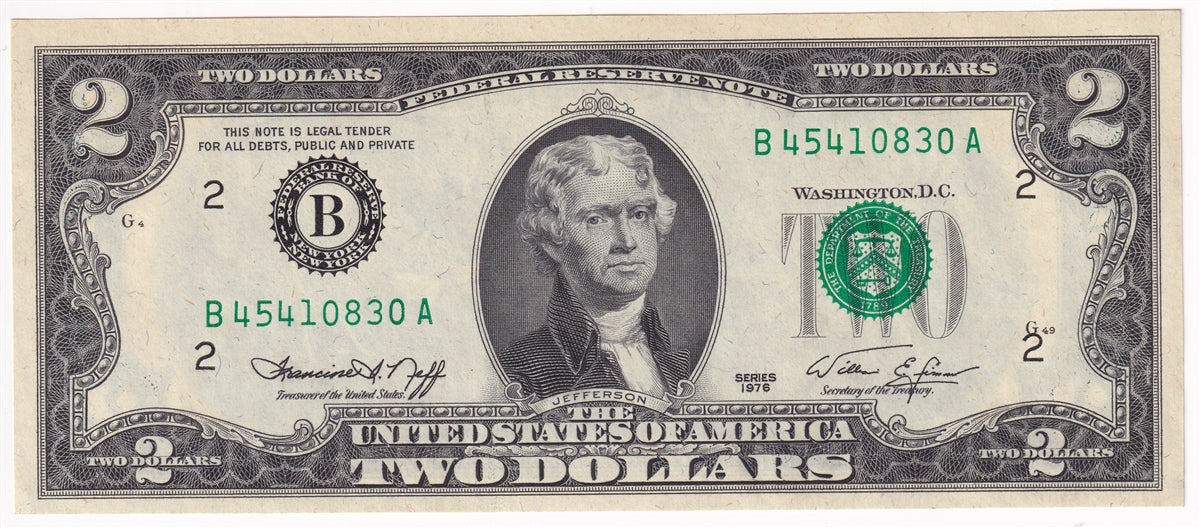 USA 1976 $2 Note, FR #1935B, Neff-Simon, New York, CUNC