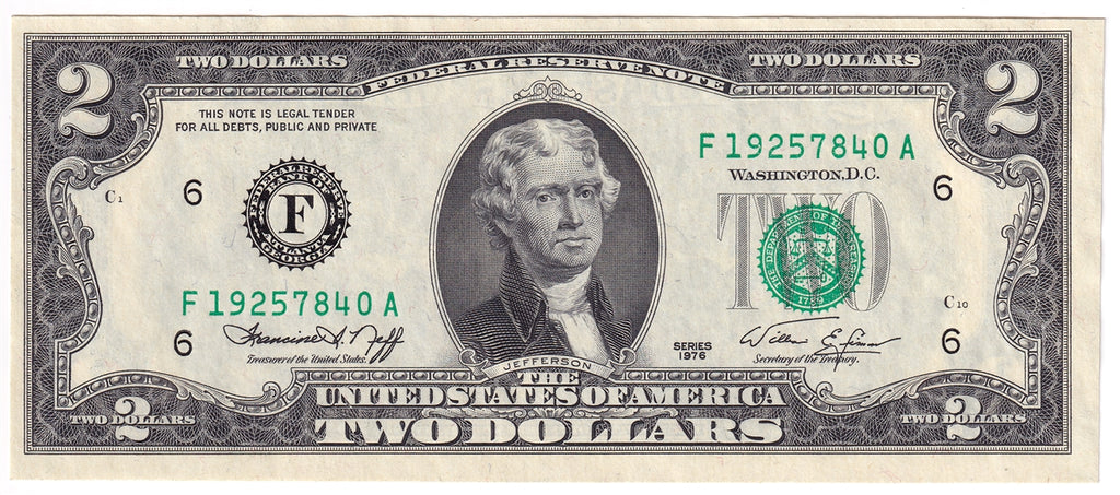 USA 1976 $2 Note, FR #1935F, Neff-Simon, Atlanta, CUNC