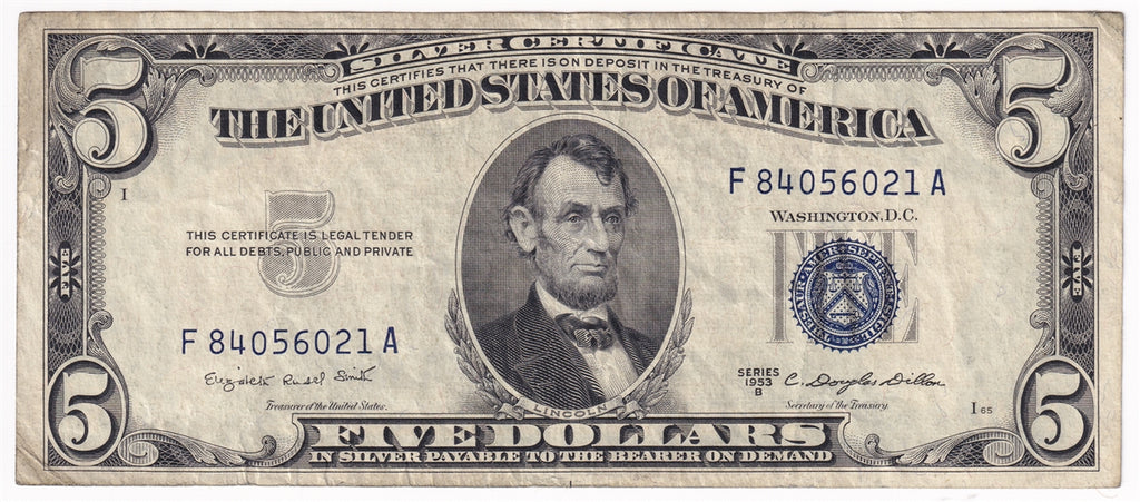 USA 1935B $5 Note, FR #1657, Silver Certificate, VF-EF