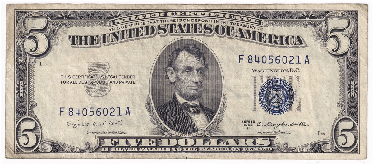 USA 1935B $5 Note, FR #1657, Silver Certificate, VF-EF