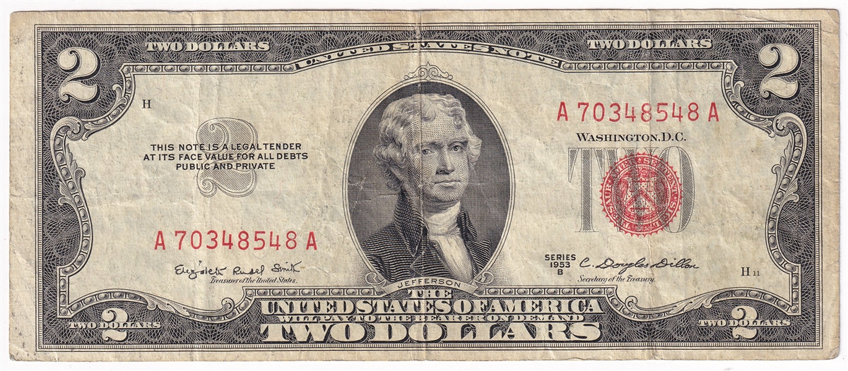 USA 1953B $2 Note, FR #1511, Smith-Dillon, VF