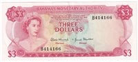 Bahamas 1968 3 Dollar Note, Pick #28a, EF-AU