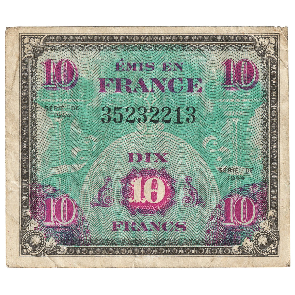 France 1944 10 Franc Note, Pick #116a, VF-EF