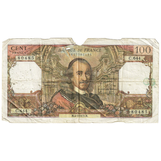 France 1972 100 Franc Note, Pick #149d, Circ