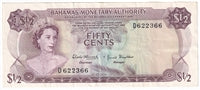Bahamas 1968 1/2 Dollar Note, Pick #26a, VF-EF