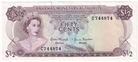 Bahamas 1968 1/2 Dollar Note, Pick #26a, AU