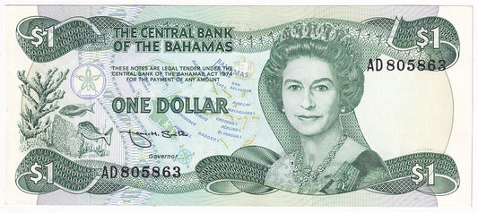 Bahamas 1984 (L.1974)  1 Dollar Note, Pick #43b Smith, AU
