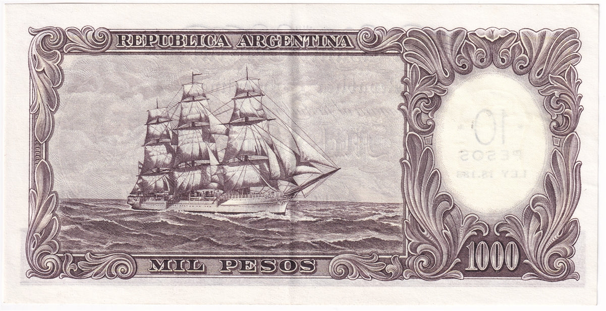 Argentina 1969-71 10 Pesos Note, Pick #284, EF-AU