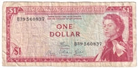 East Caribbean States 1965 1 Dollar Note, Pick #13d, Signature 6, Circ