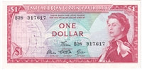 East Caribbean States 1965 1 Dollar Note, Pick #13d, Signature 5, AU