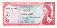 East Caribbean States 1965 1 Dollar Note, Pick #13h A Overprint, AU