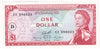East Caribbean States 1965 1 Dollar Note, Pick #13i D Overprint, AU