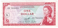 East Caribbean States 1965 1 Dollar Note, Pick #13l L Overprint, AU