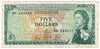 East Caribbean States 1965 5 Dollar Note, Pick #14e, Signature 5, VF