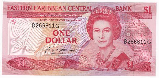 East Caribbean States 1985-88 1 Dollar Note, Pick #17g, UNC