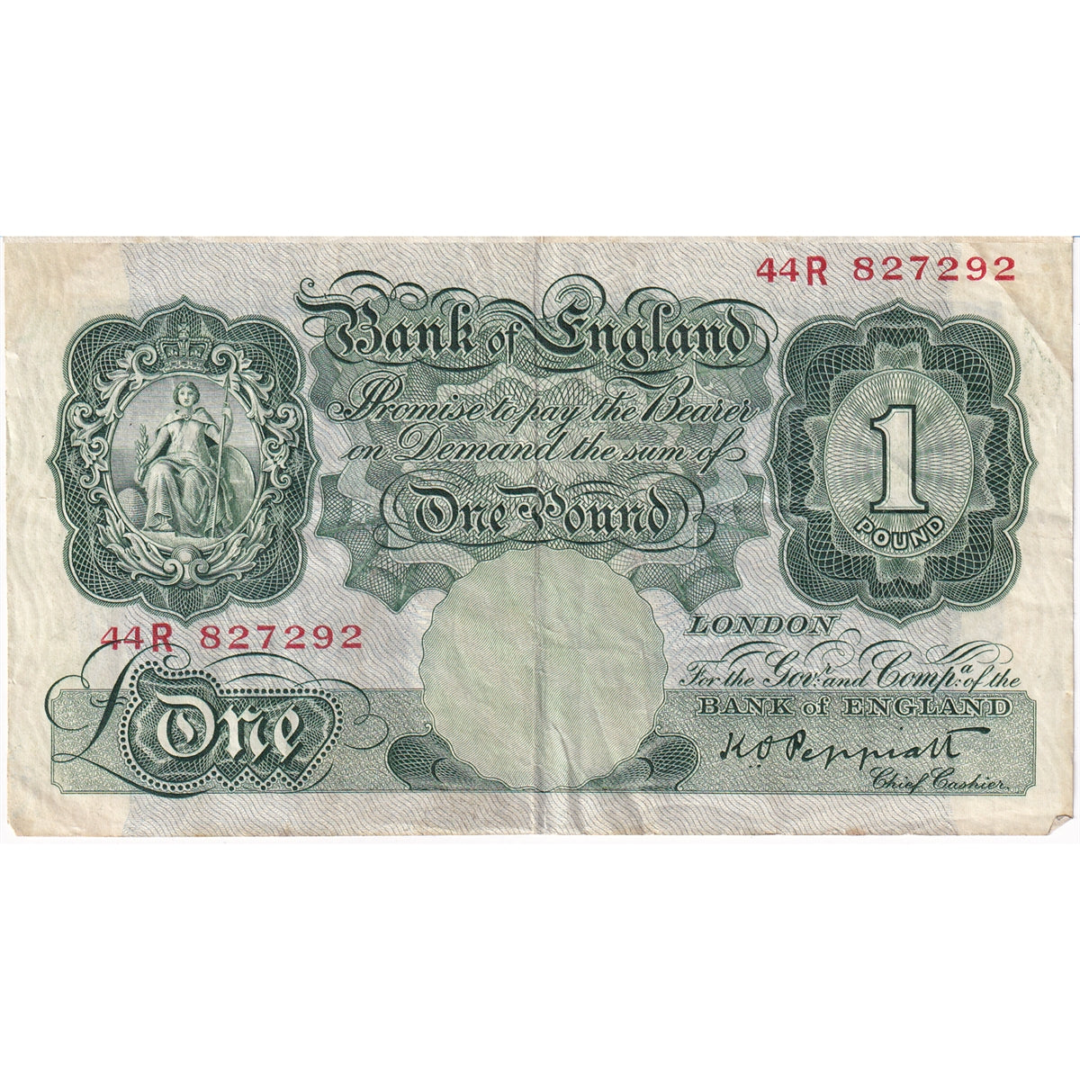 Great Britain 1934 1 Pound Note, BE45c, VF