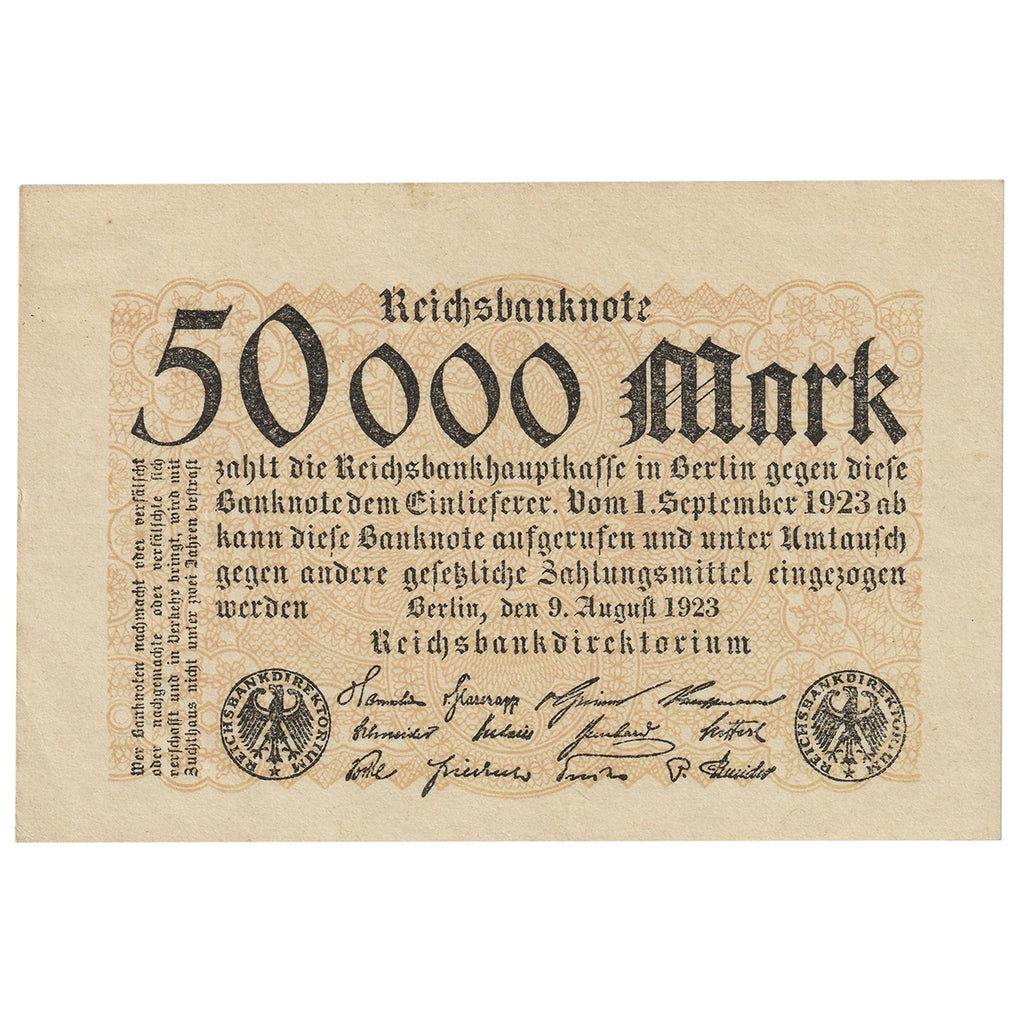 Germany 1923 50,000 Mark Note, Pick #99, AU