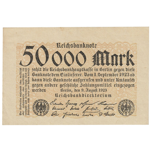 Germany 1923 50,000 Mark Note, Pick #99, AU