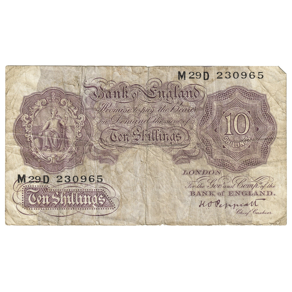 Great Britain 10 Shilling Note, Pick #368, VG