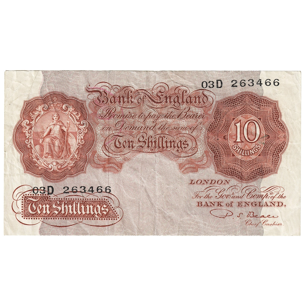 Great Britain 10 Shilling Note, Pick #368b, F
