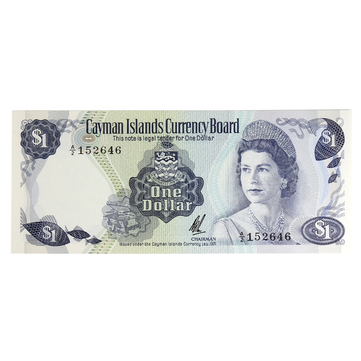 Cayman Islands 1971 1 Dollar, Pick #1b, UNC