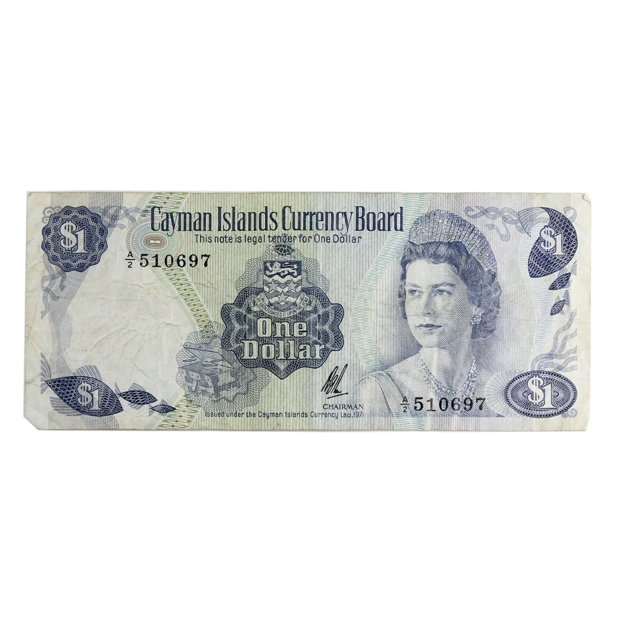 Cayman Islands 1971 1 Dollar, Pick #1b, VF
