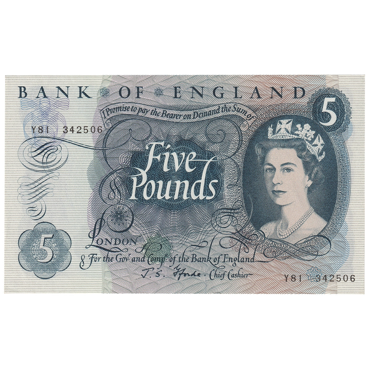 Great Britain 5 Pound Note, Pick #375b, EF