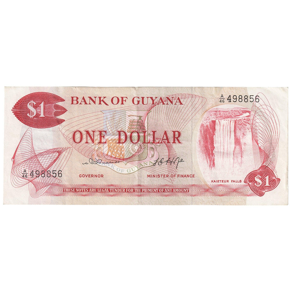 Guyana 1966-1992 1 Dollar Note, Pick #21b, VF-EF