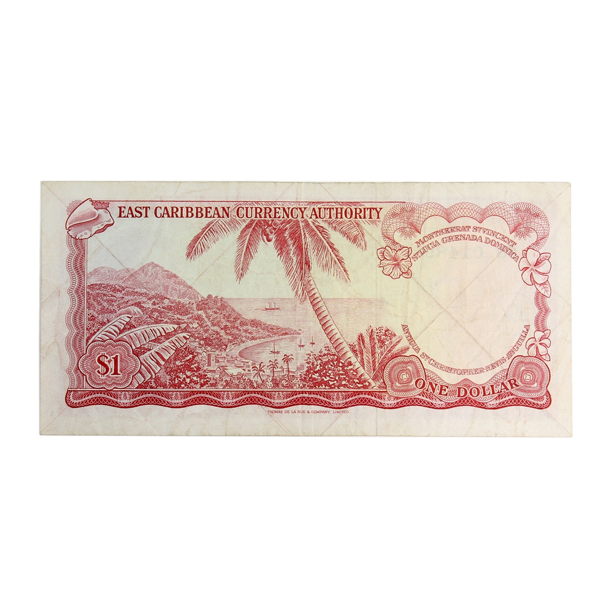East Caribbean States 1 Dollar Note, Pick #13j, G Overprint, VF