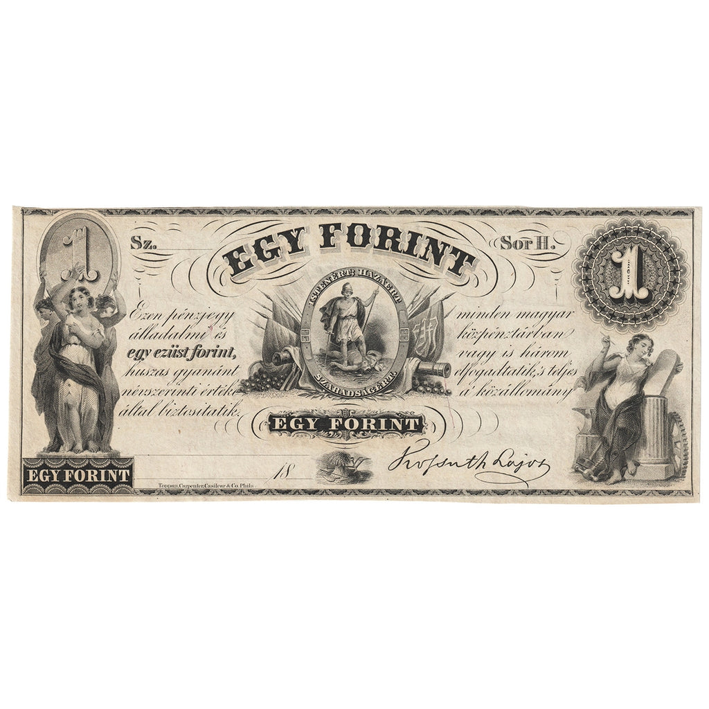 Hungary 1852 1 Forint Note, Pick #S141r1, Remainder, UNC