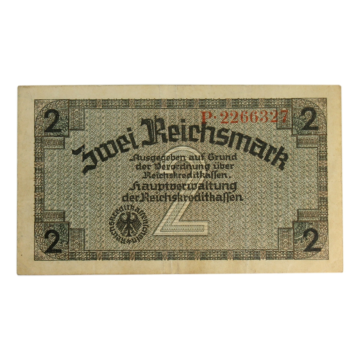 Germany 1940-45 2 Reichsmark Note, Pick #R137a, VF-EF