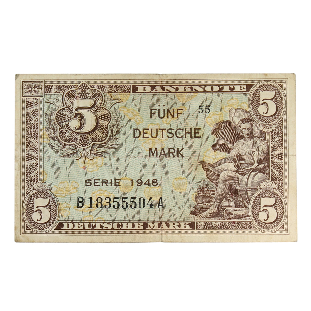 Germany 1948 5 Deutsche Mark Note, Pick #4a, VF