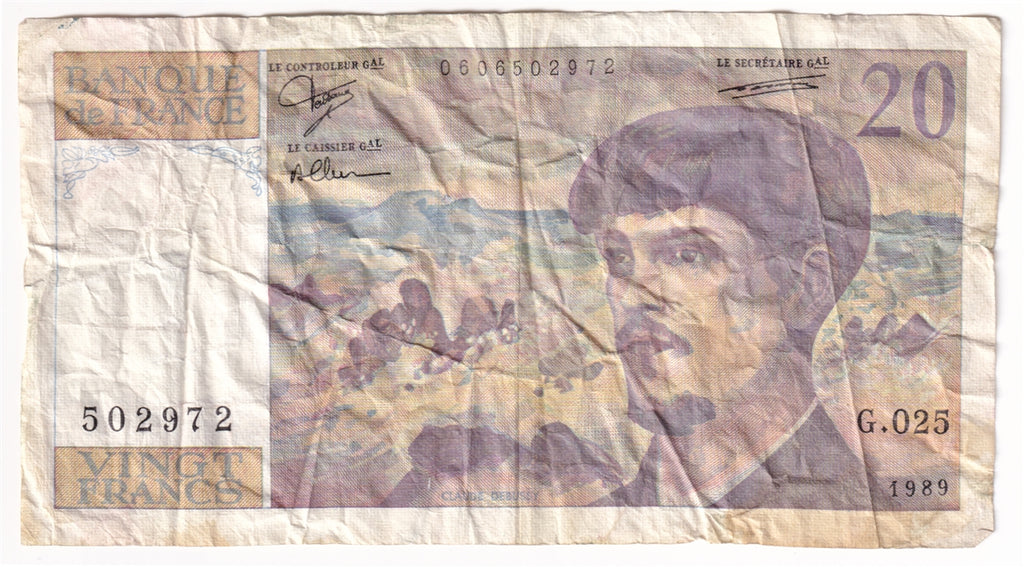 France Note 1989 20 Francs, VF