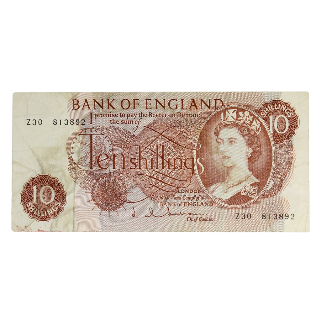 Great Britain 1963 10 Shilling Note, BE35d, Z__, VF