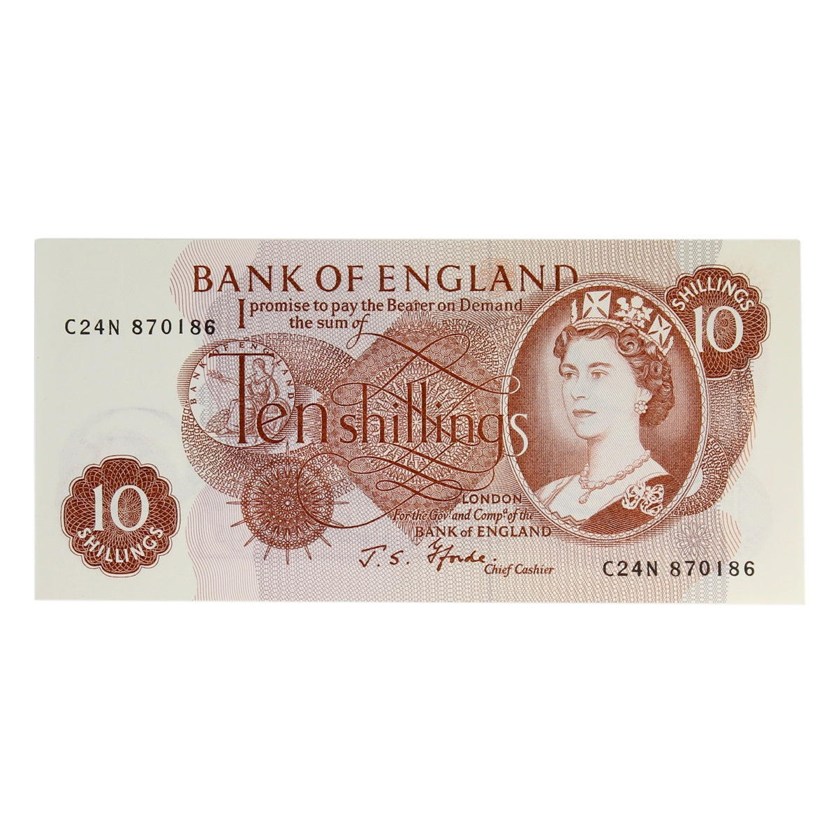 Great Britain 1967 10 Shilling Note, BE39c, UNC
