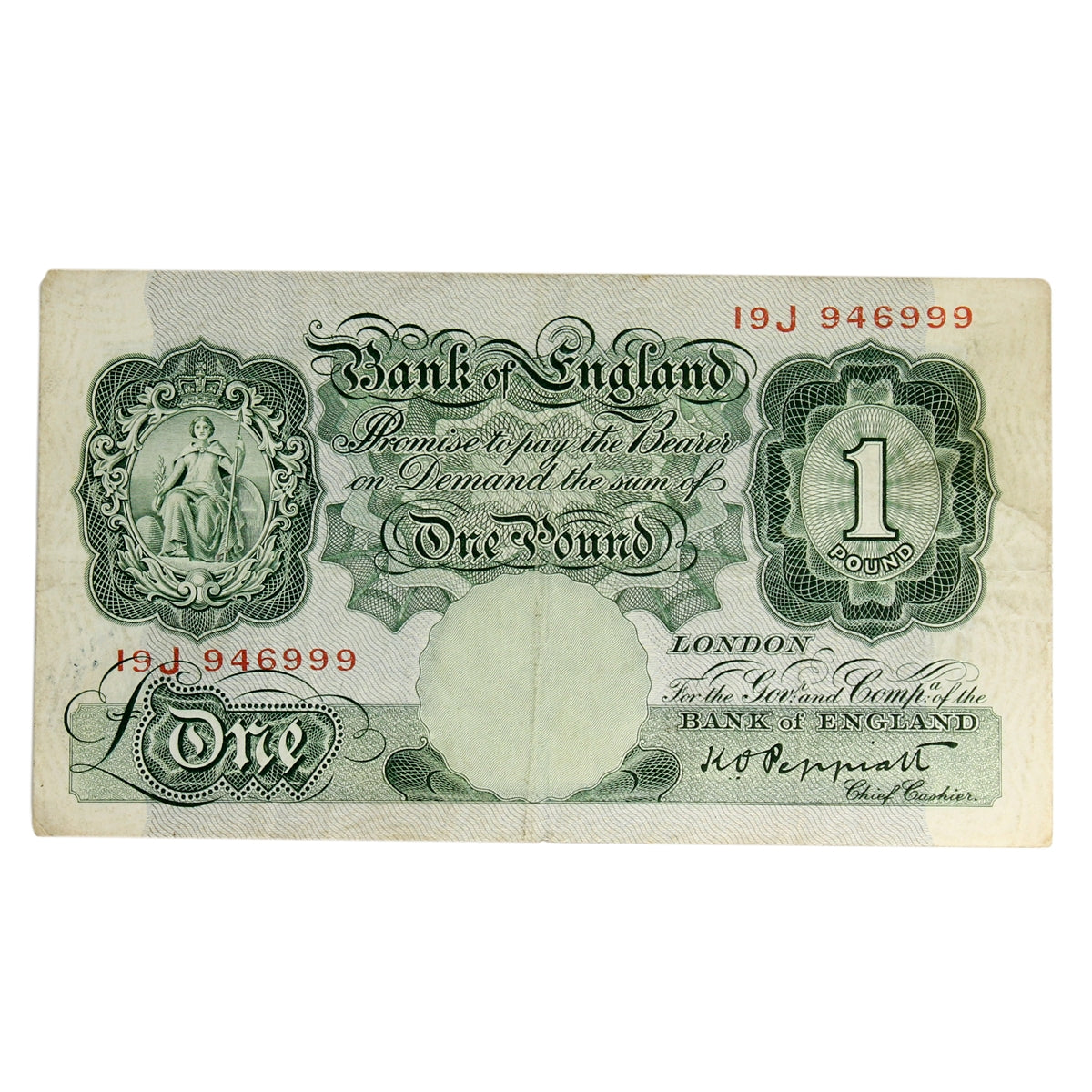 Great Britain 1934 1 Pound Note, BE45c, F-VF