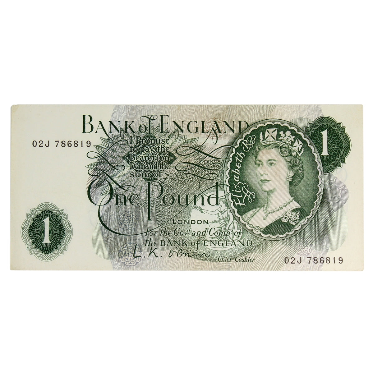 Great Britain 1960 1 Pound Note, BE61c, AU