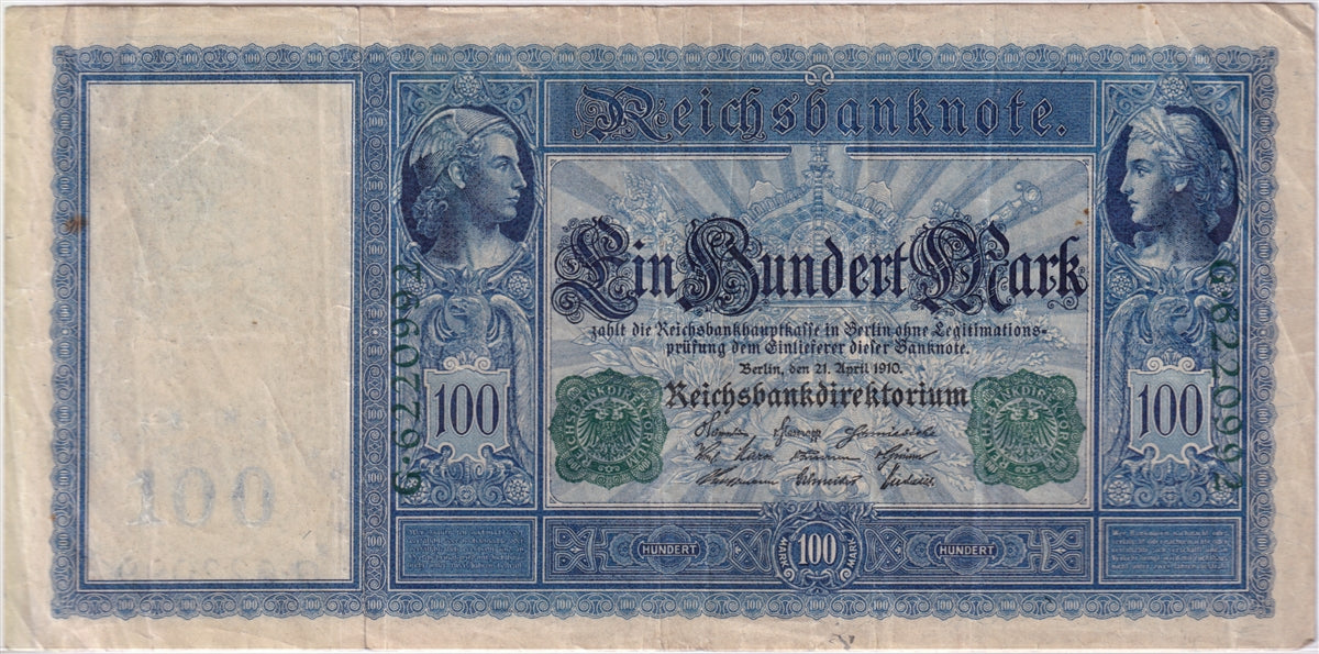 Germany 1910 100 Mark Note, Pick #43, VF (Stain)