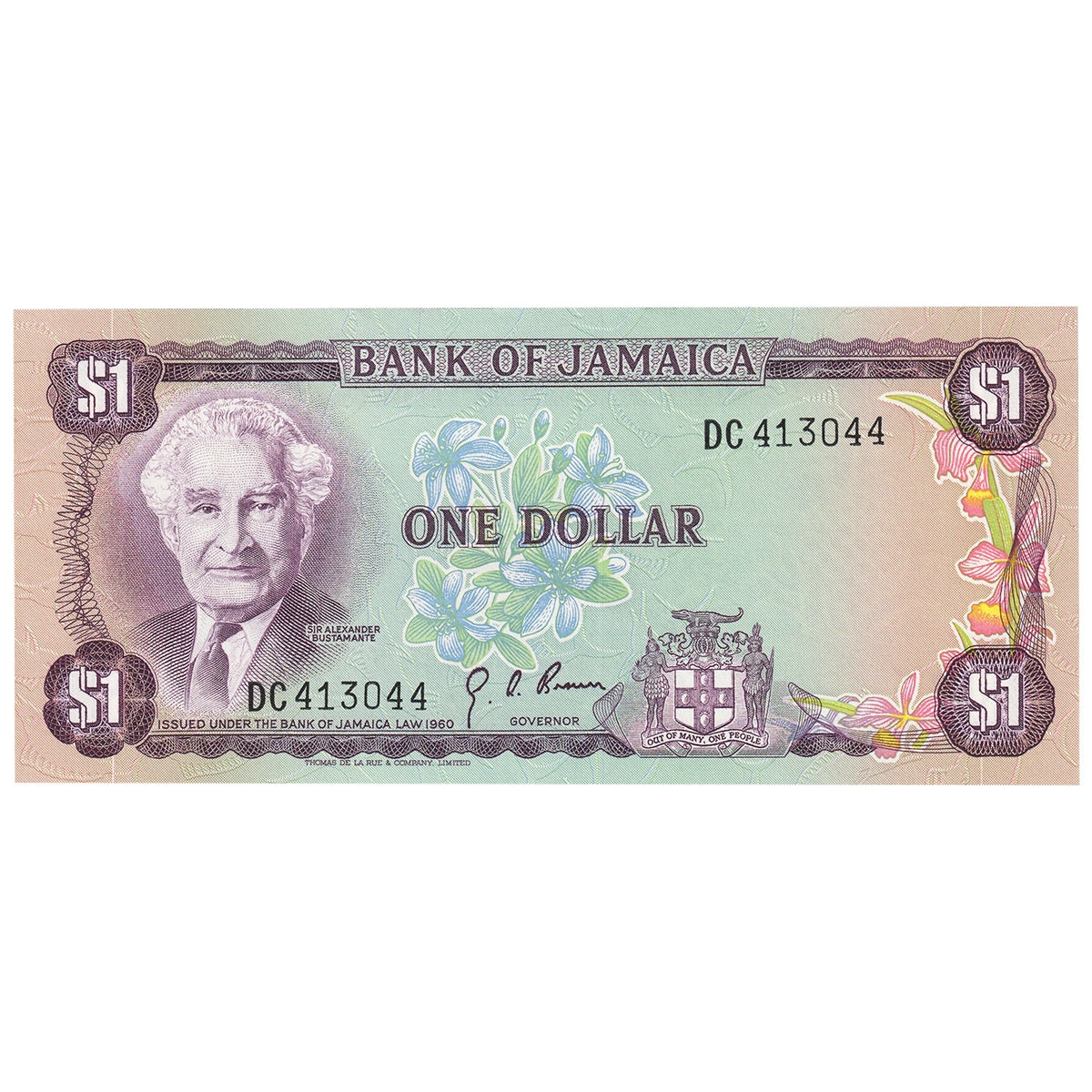 Jamaica 1970 1 Dollar Note, Pick #59a, UNC