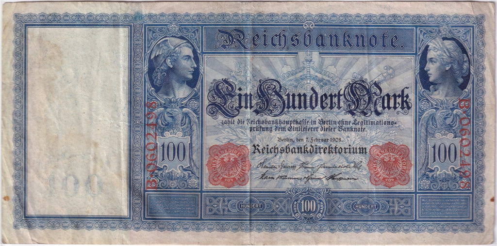 Germany 1910 100 Mark Note, Pick #42, VF (Stain)