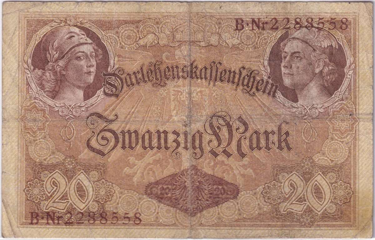 Germany 1914 20 Mark Note, Pick #48b, VG (holes)
